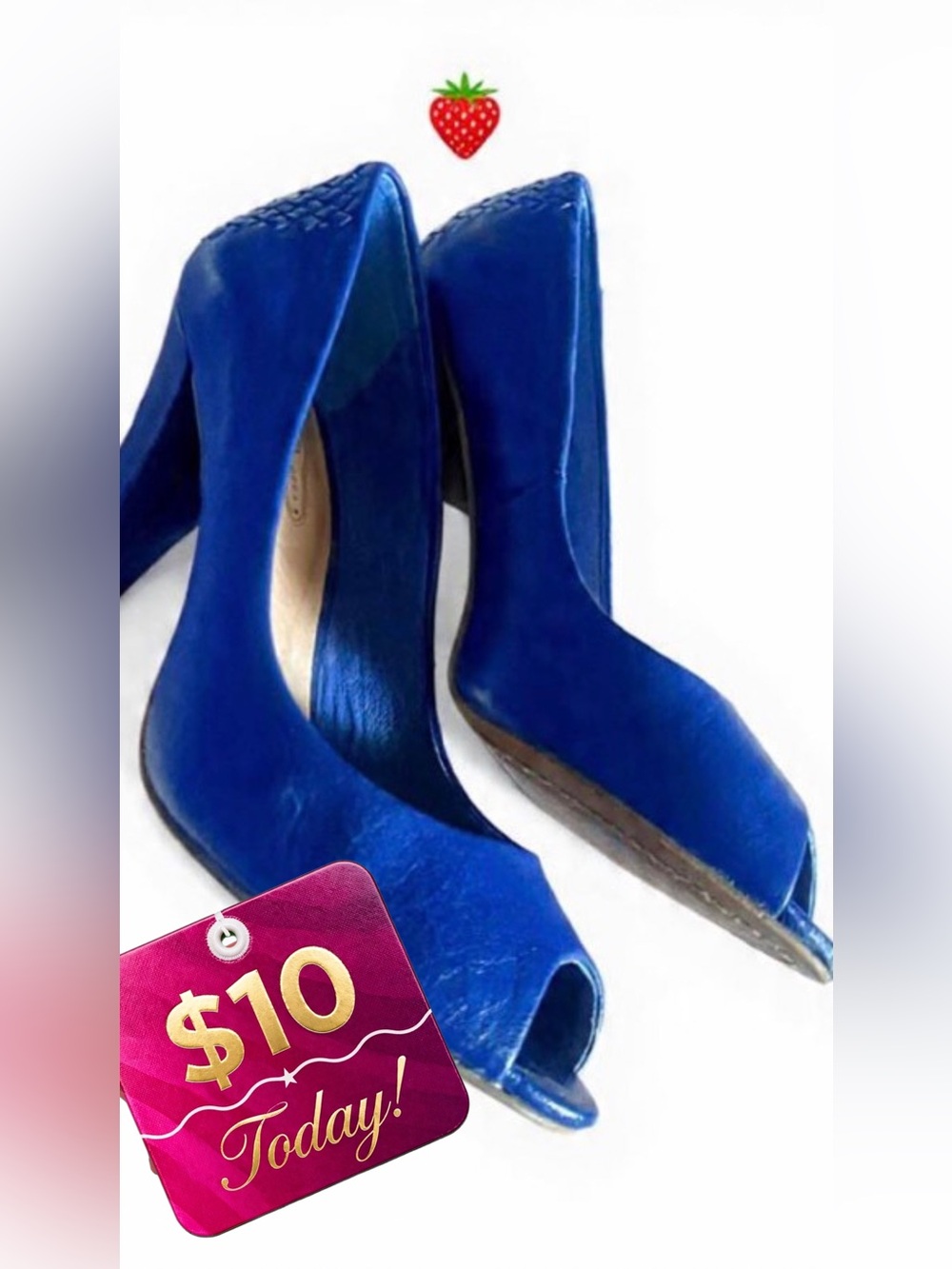 🍍Elliott Lucca Navy Peep Toe Woven Heel Pumps